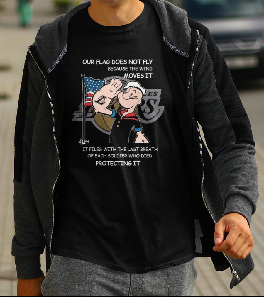 Los Angeles Lakers Popeye Our Flag Does Not Fly Protecting It T-Shirt
