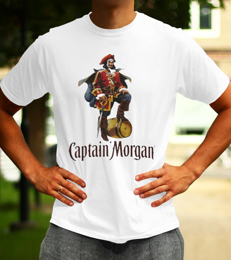 Captain Morgan Rum Pirate Standing On Barrel T-Shirt