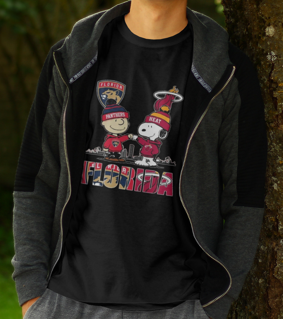 Florida Panthers Miami Heat Charlie Brown Snoopy Proud Florida T-Shirt