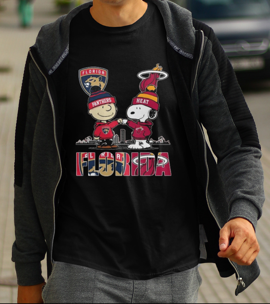 Florida Panthers Miami Heat Charlie Brown Snoopy Proud Florida T-Shirt