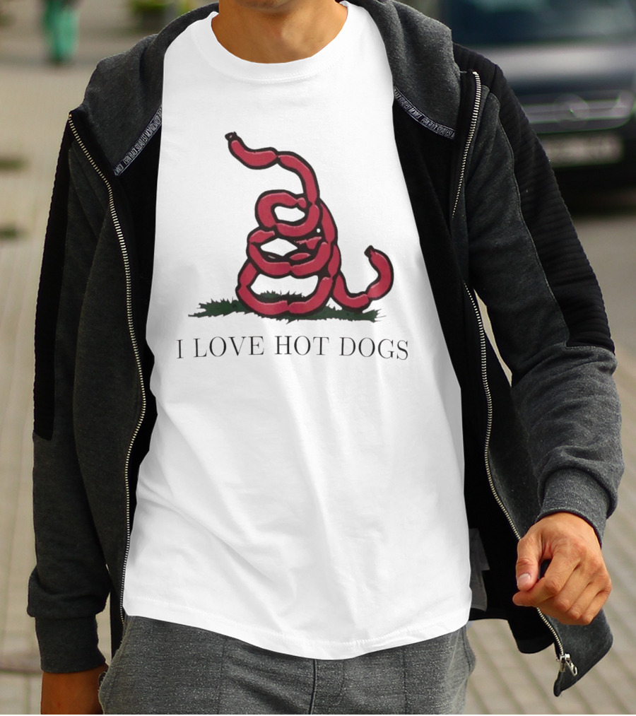 I Love Hot Dogs Spiral Sausage T-Shirt
