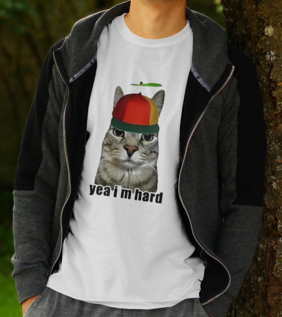 Cat Yea I’m Hard Propeller Hat T-Shirt