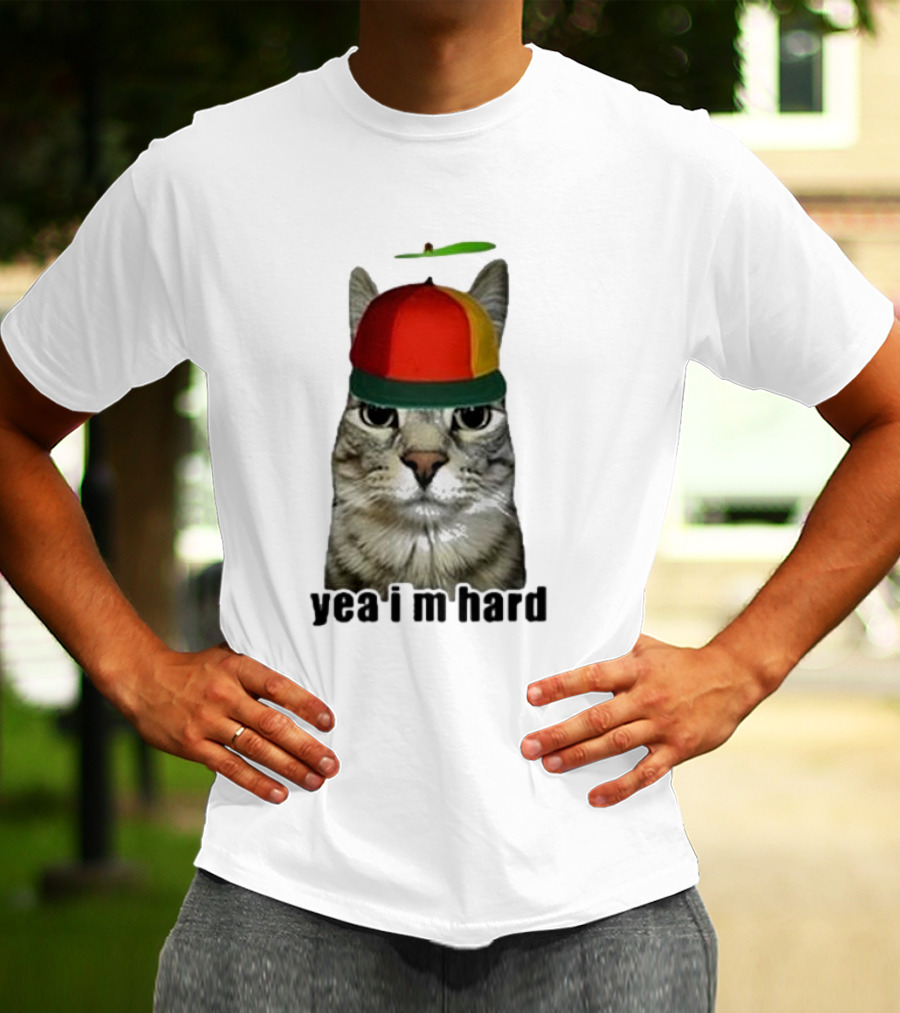 Cat Yea I’m Hard Propeller Hat T-Shirt