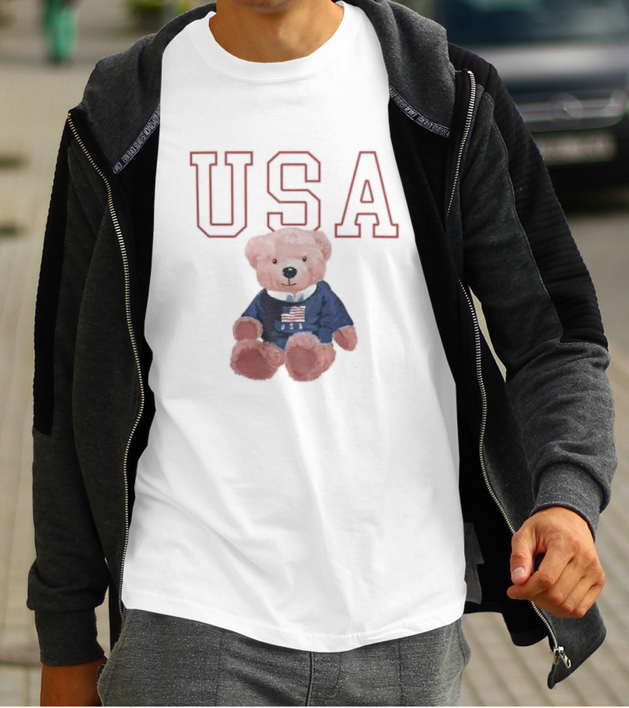 USA Patriotic Bear Plush With American Flag T-Shirt