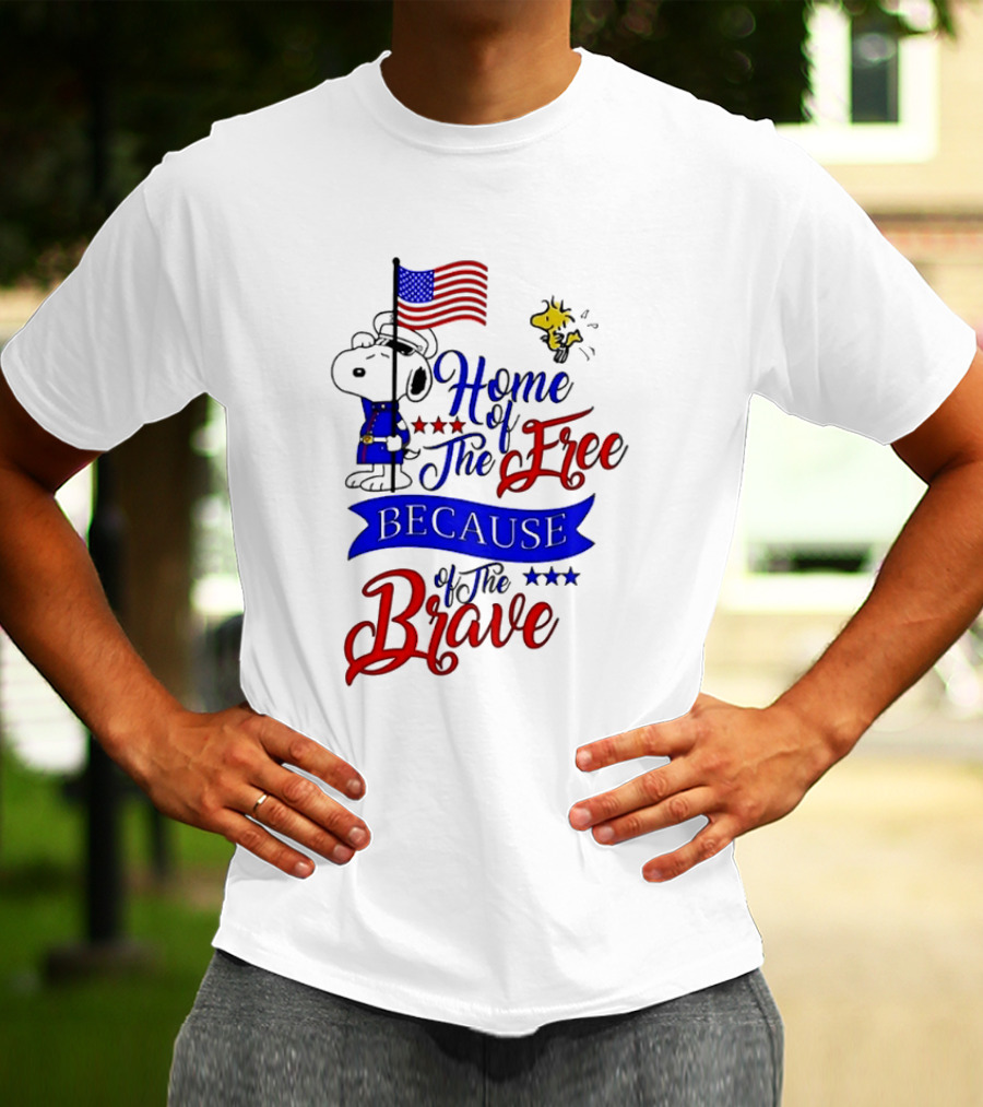 Snoopy Home Of The Free Because Of The Brave Independence Day T-Shirt