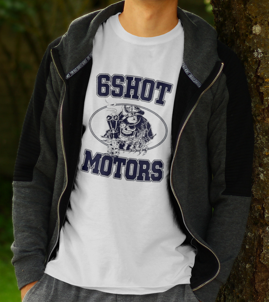 6Shot Motors Smoking Skull With Guns T-Shirt