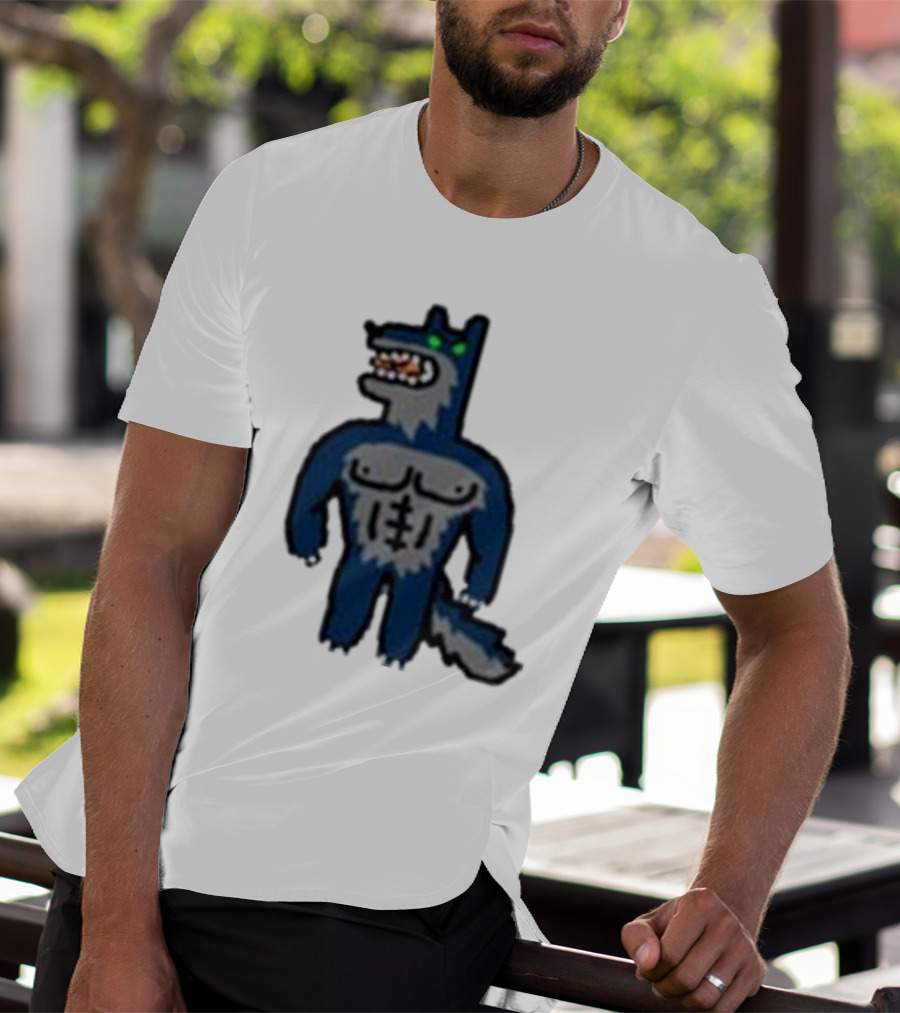 Timberwolves Buff Wolf Strong Muscular Cartoon Character T-Shirt
