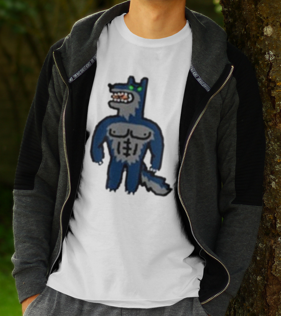 Timberwolves Buff Wolf Strong Muscular Cartoon Character T-Shirt
