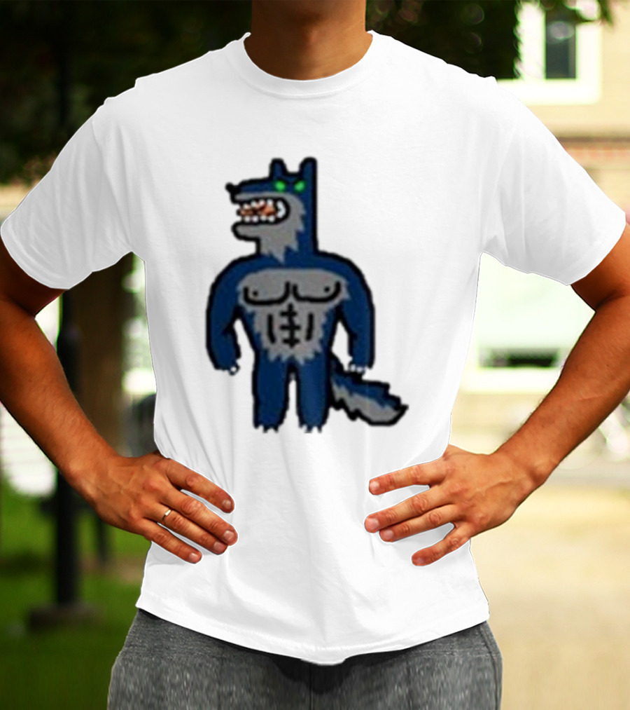 Timberwolves Buff Wolf Strong Muscular Cartoon Character T-Shirt