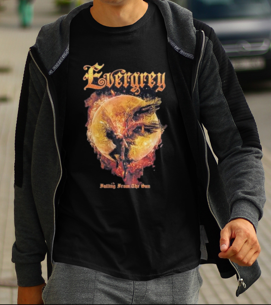 Evergrey Falling From The Sun Celestial Figure And Fiery Orb T-Shirt
