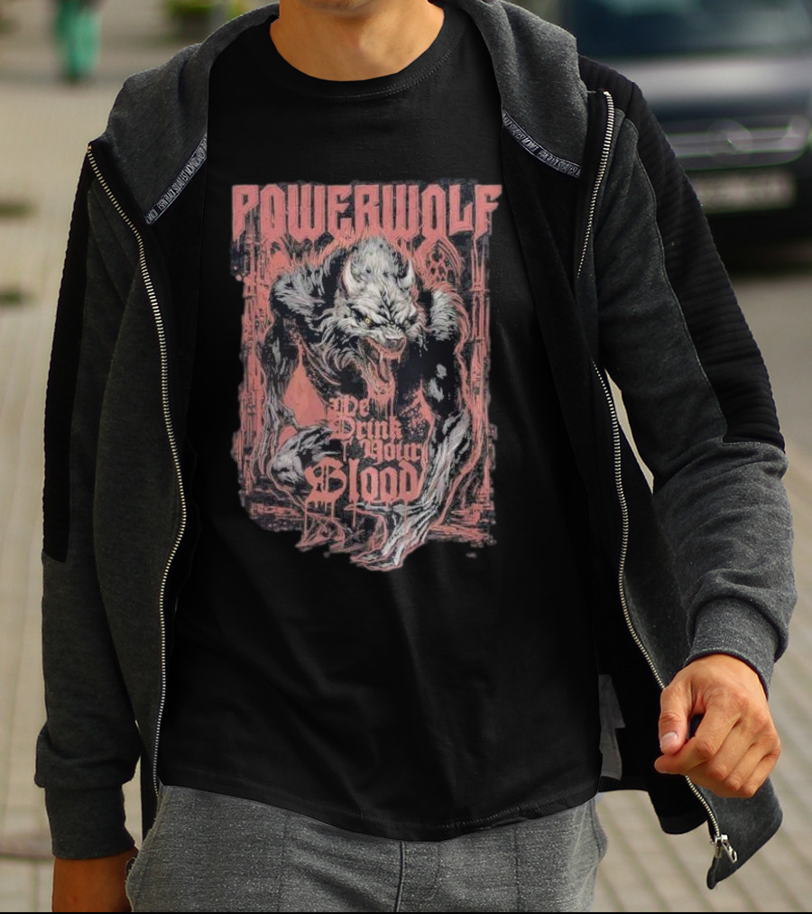 Powerwolf We Drink Your Blood Gothic Werewolf T-Shirt