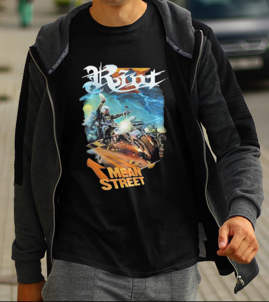Riot V Mean Streets Album Cover With Biker And Lightning T-Shirt