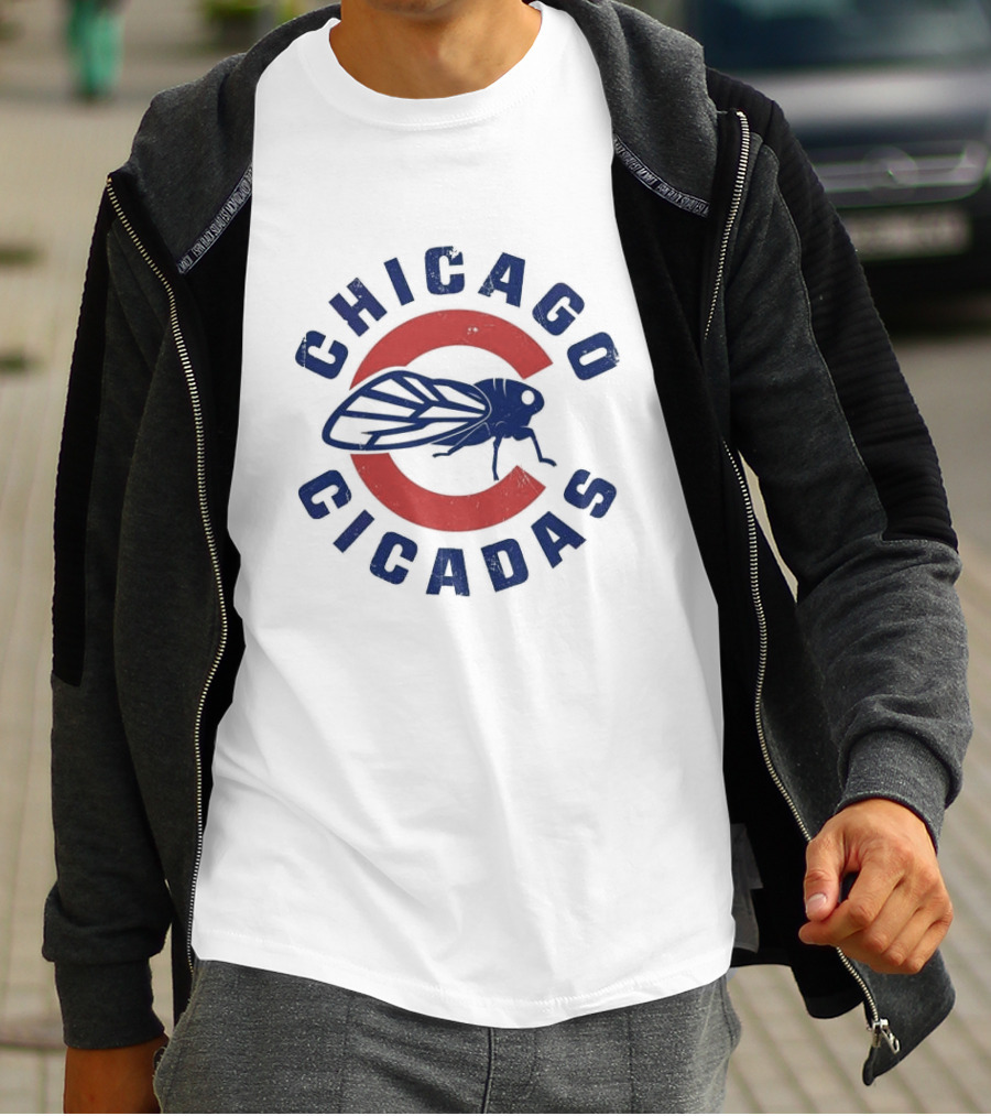 Chicago Cicadas Baseball Team Vintage Logo Icon With Red C And Large Cicada T-Shirt