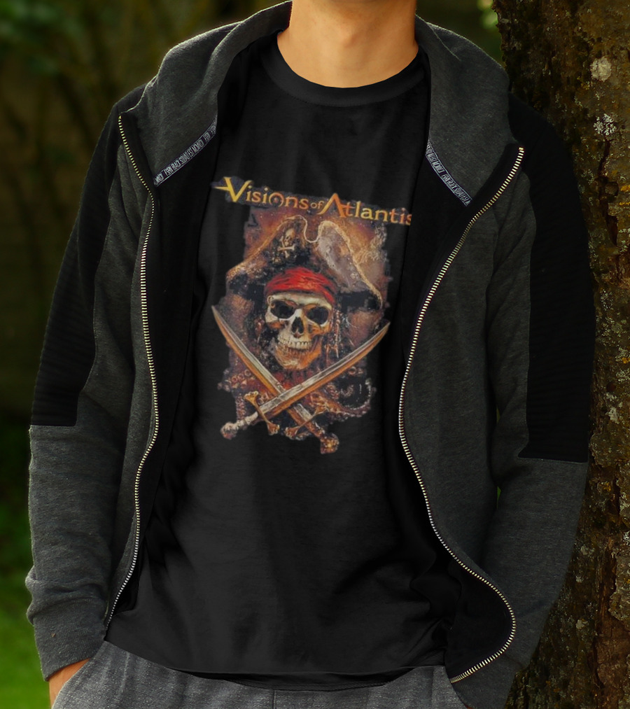 Visions Of Atlantis Skull Pirate With Crossed Swords And Hat T-Shirt