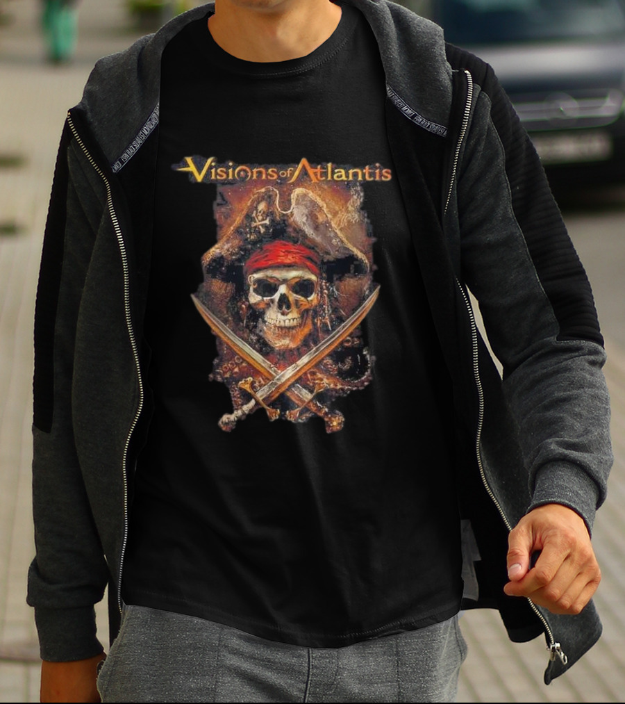 Visions Of Atlantis Skull Pirate With Crossed Swords And Hat T-Shirt