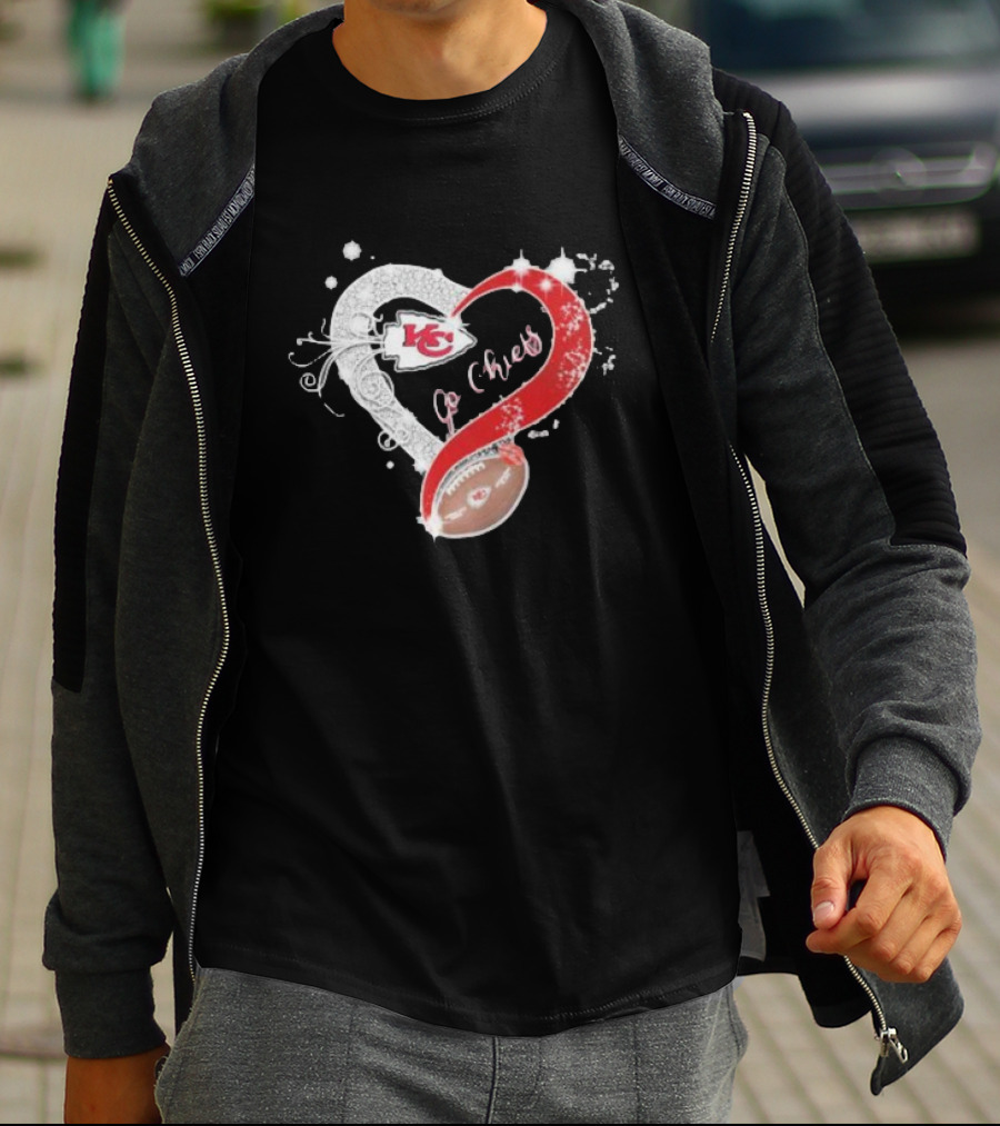 Kansas City Chiefs Heart And Football Go Chiefs T-Shirt