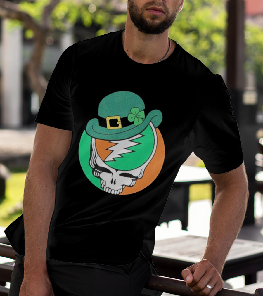 Happy St. Patrick’s Dead And Company Limited Skull In Shamrock Hat With Lightning Bolt T-Shirt