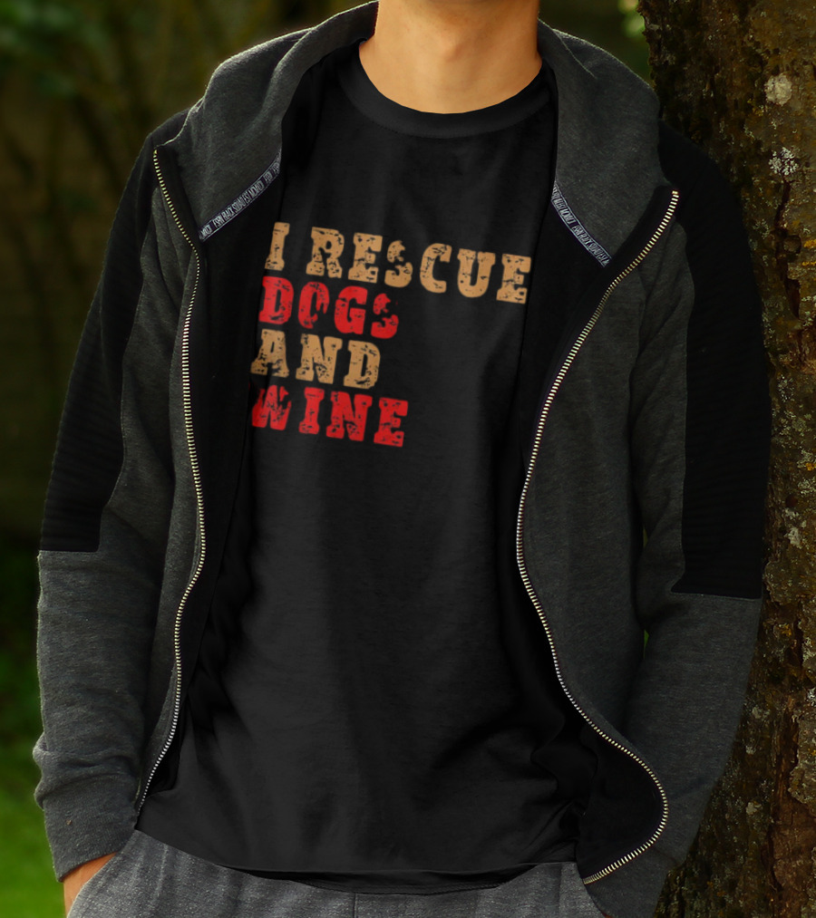 I Rescue Dogs And Wine Funny T-Shirt