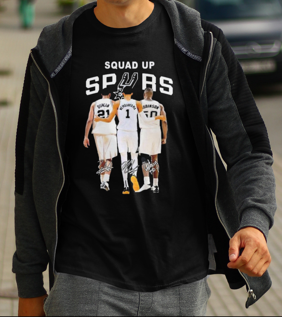 SQUAD UP SAN ANTONIO SPURS DUNCAN WEMBANYAMA ROBINSON SIGNATURES T-Shirt
