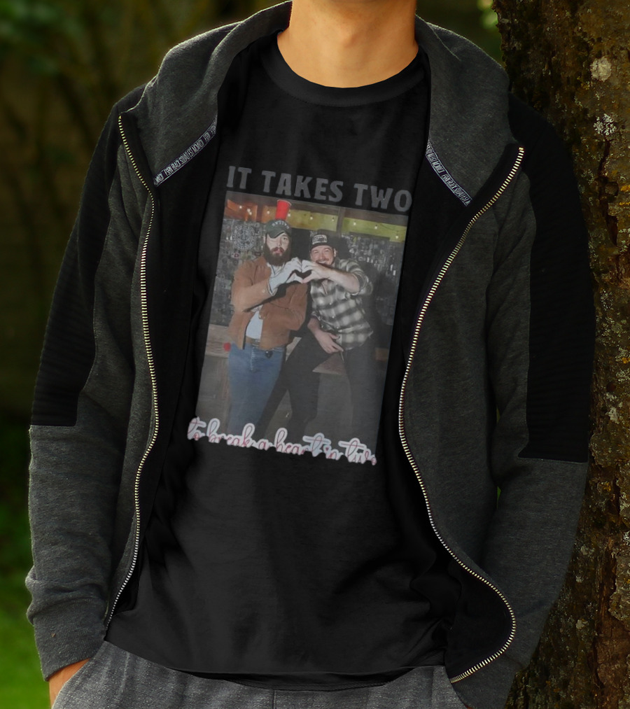Post Malone Morgan Wallen It Takes Two To Break A Heart In Two Heart Gesture T-Shirt