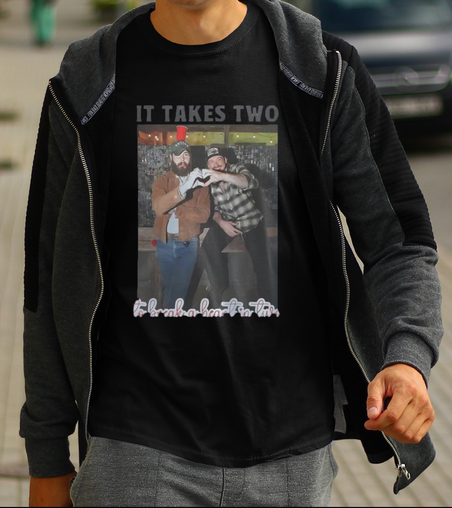 Post Malone Morgan Wallen It Takes Two To Break A Heart In Two Heart Gesture T-Shirt