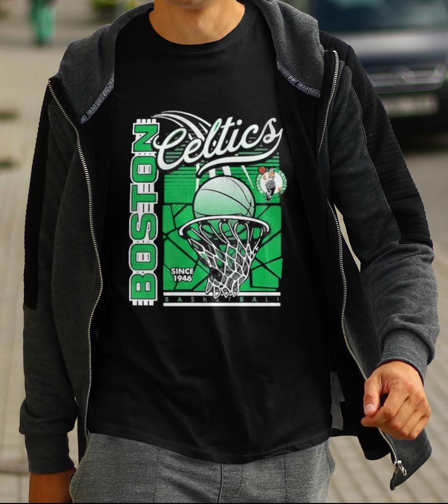 Boston Celtics Basketball Since 1946 Tri-Blend Sportiqe Comfy T-Shirt