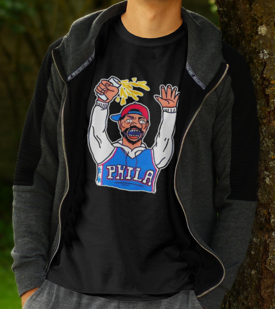 PHILA Basketball Fan With Drink And Raised Hand T-Shirt