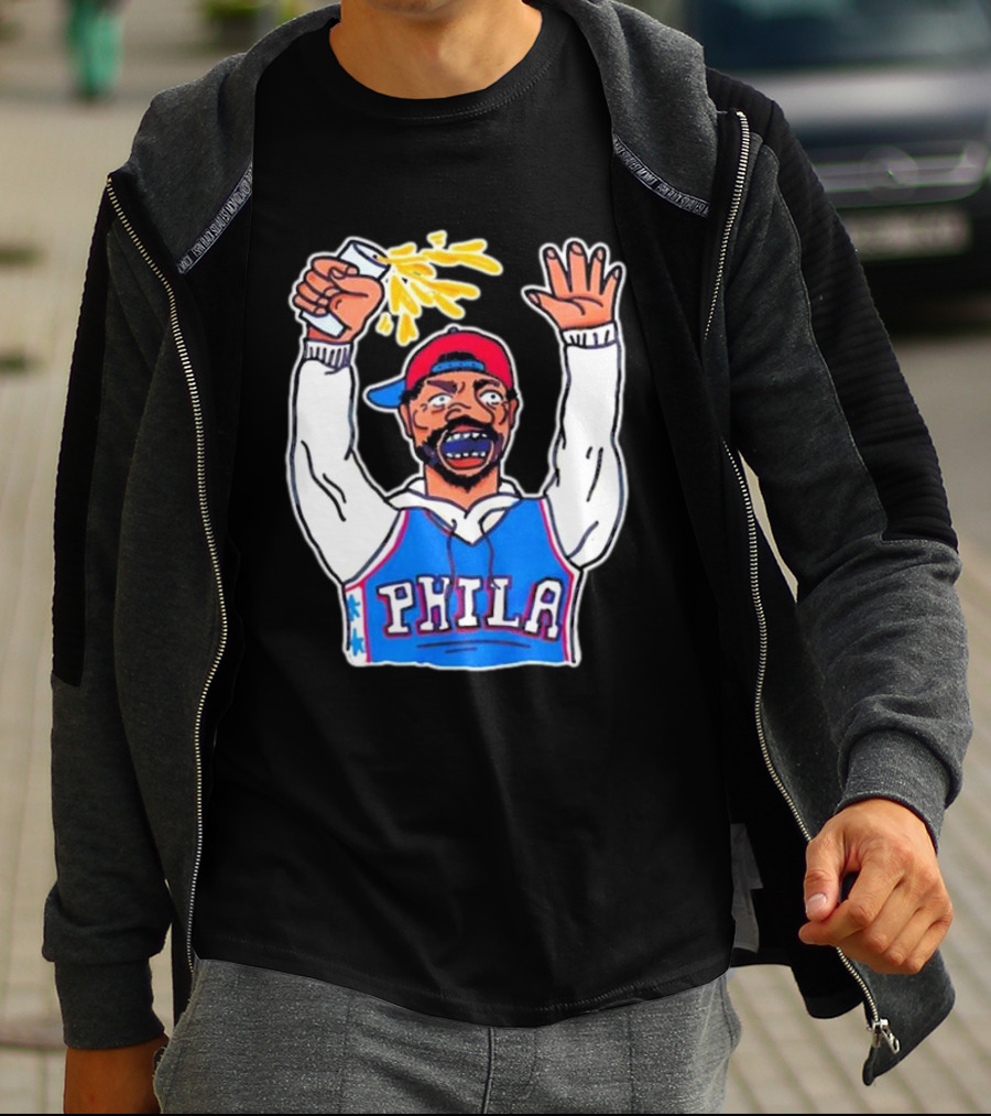 PHILA Basketball Fan With Drink And Raised Hand T-Shirt