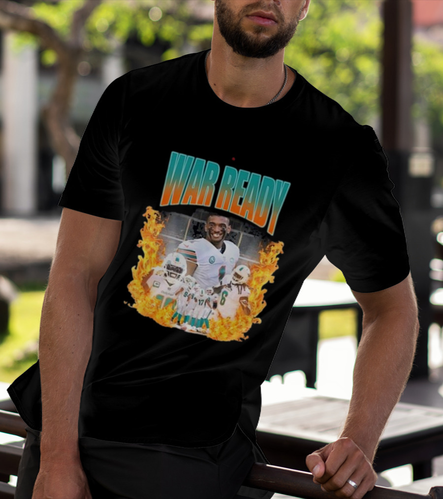 War Ready Jaylen Waddle Dolfan Players Flames T-Shirt