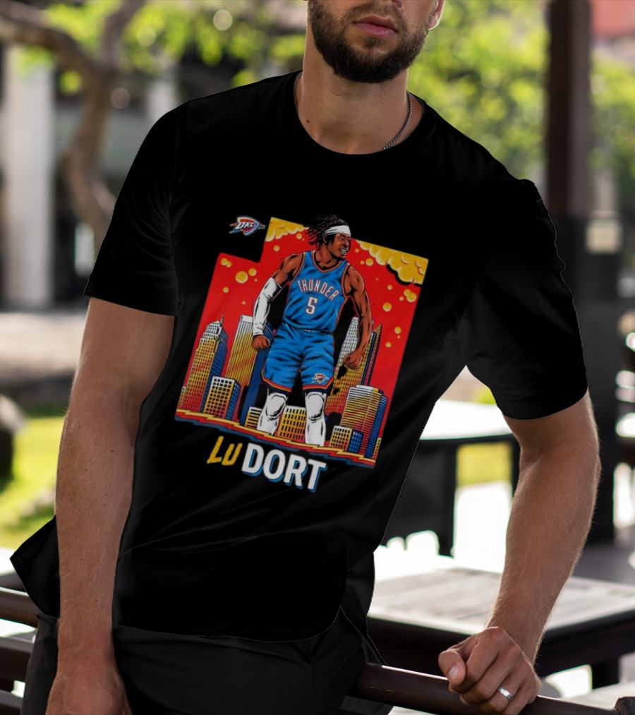 Oklahoma City Thunder Lu Dort OKC Skyline Basketball T-Shirt