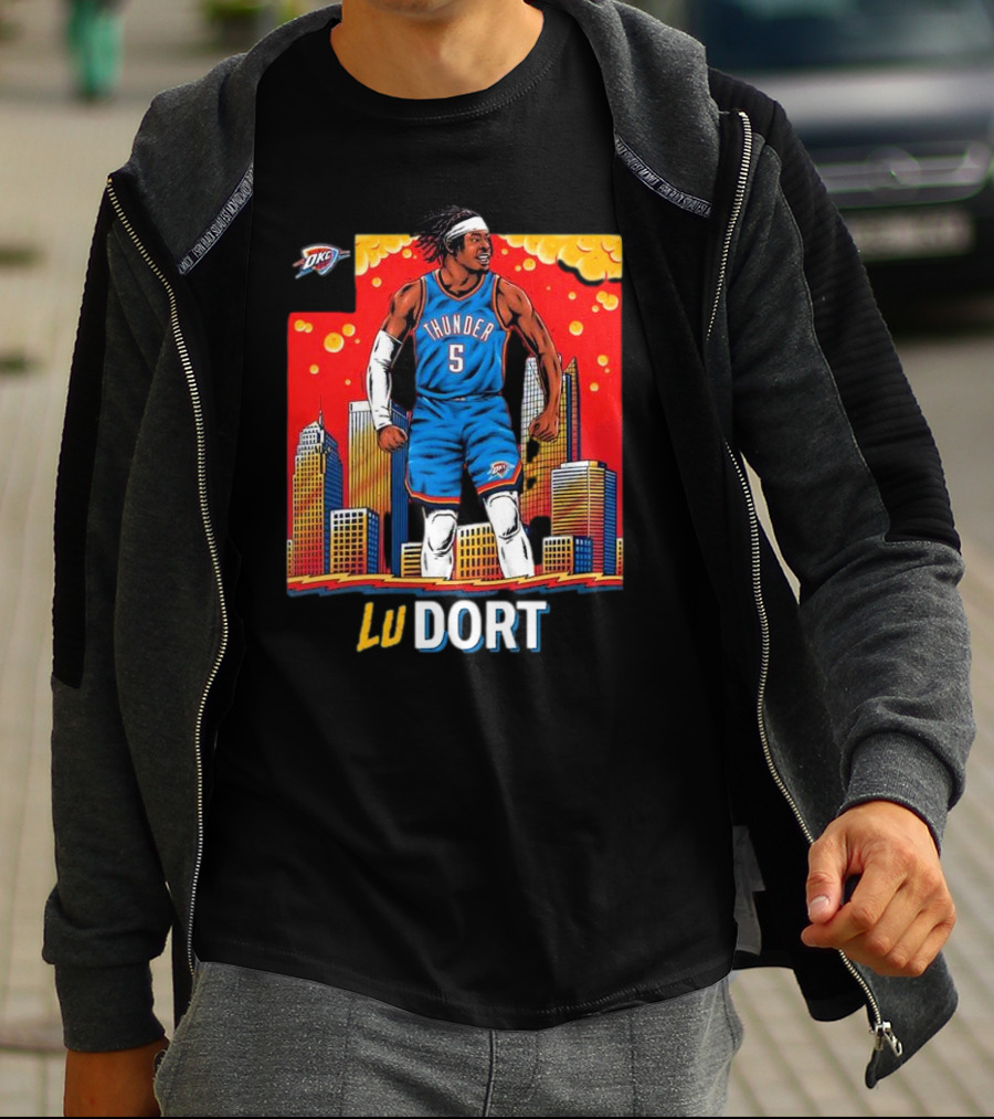 Oklahoma City Thunder Lu Dort OKC Skyline Basketball T-Shirt