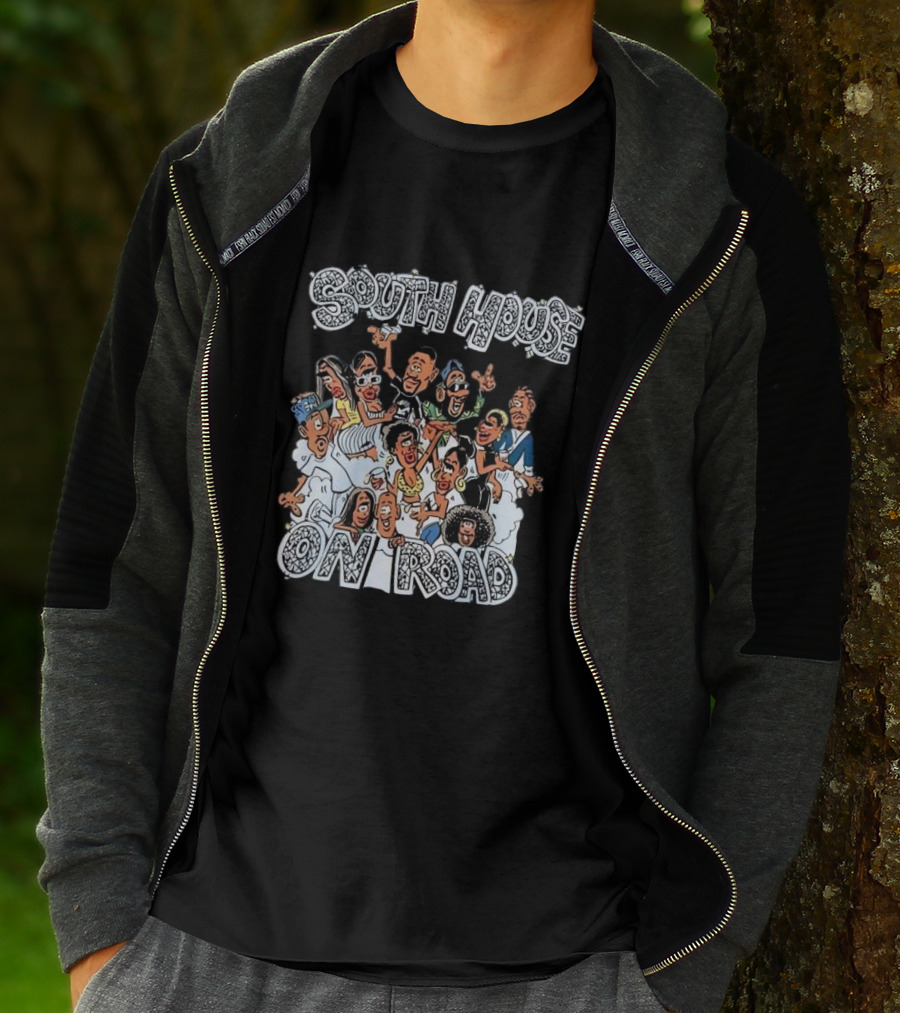 South House On Road Cartoon Characters Party T-Shirt