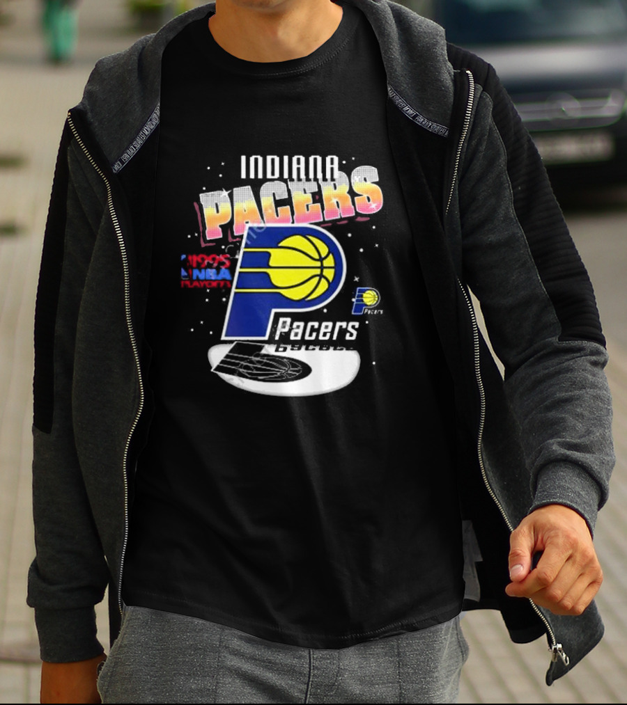 Indiana Pacers 1995 NBA Playoffs Retro Logo And Stars T-Shirt