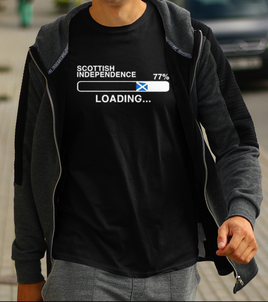 Scottish Independence 77% Loading With Scotland Flag Progress Bar T-Shirt