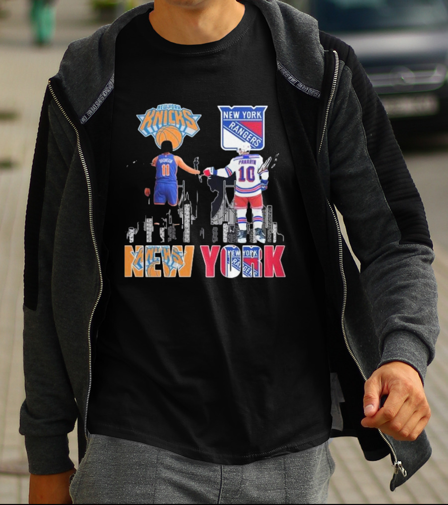 New York Knicks Jalen Brunson Rangers Artemi Panarin Legends Signatures T-Shirt