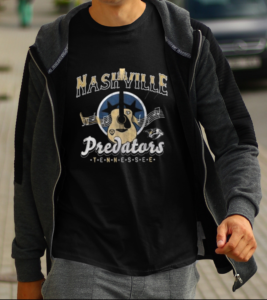 Nashville Predators Tennessee Music Guitar T-Shirt