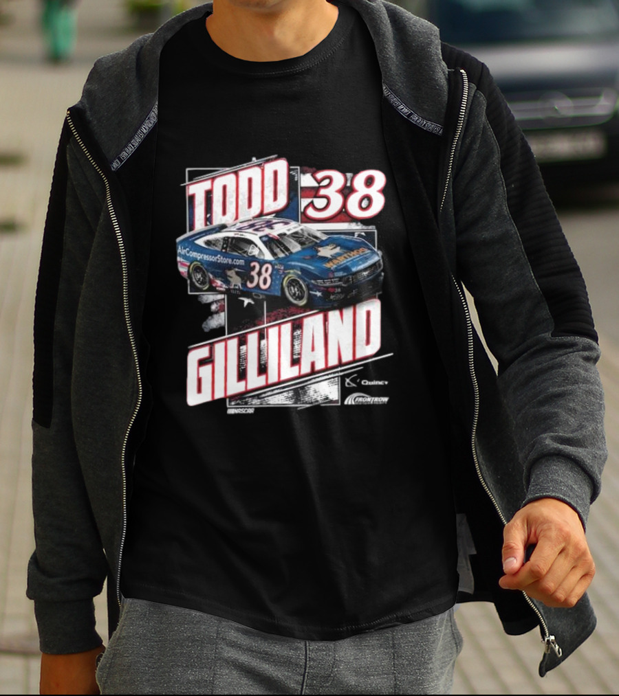 Todd Gilliland 38 Quincy Compressors Checkered Flag Sports Patriotic NASCAR Car T-Shirt