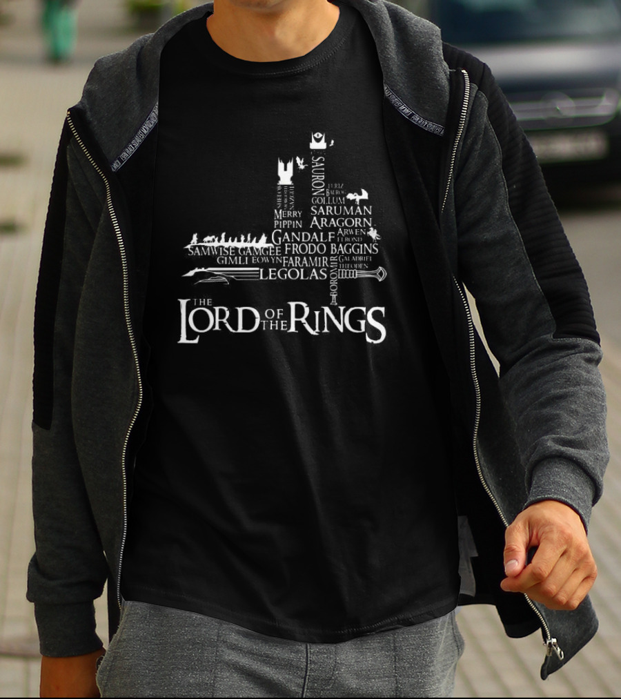 The Lord Of The Rings Sauron Saruman Aragorn Gandalf Frodo Legolas Gimli Gollum Faramir Merry Pippin Samwise Gamgee Baggins Éowyn Boromir T-Shirt