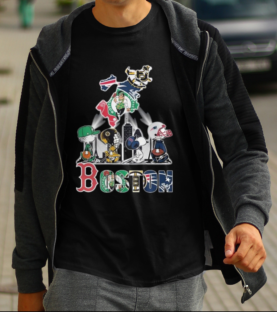 Boston Celtics Red Sox Bruins Patriots Peanuts New England Proud T-Shirt