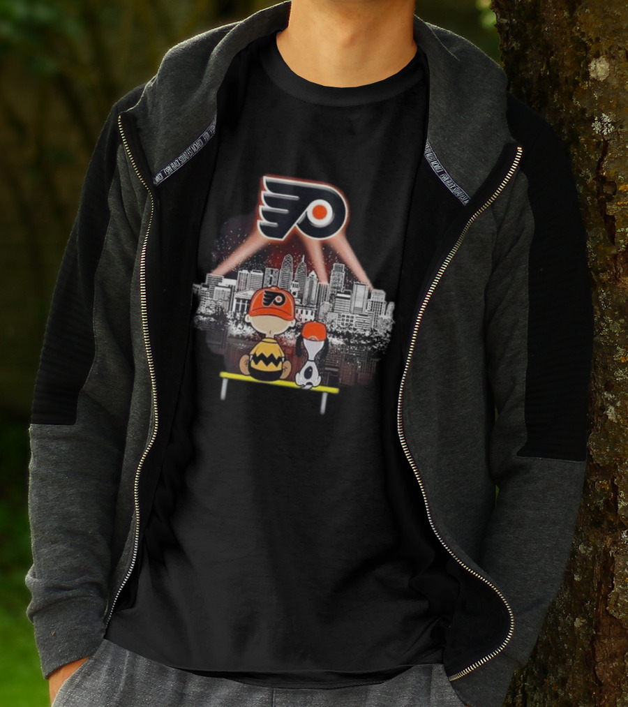 Charlie Brown Snoopy Philadelphia Flyers City Skyline T-Shirt
