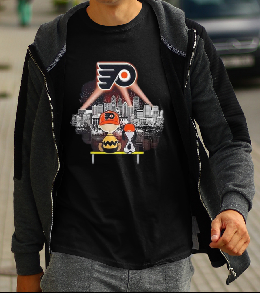Charlie Brown Snoopy Philadelphia Flyers City Skyline T-Shirt