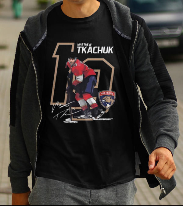 Florida Panthers Matthew Tkachuk 19 Panthers Logo Signature T-Shirt