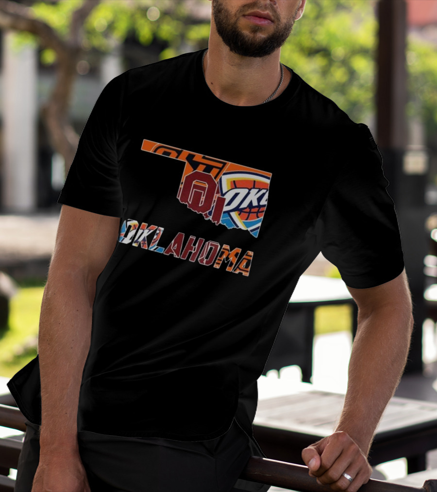 Oklahoma Sooners Oklahoma State Cowboys Oklahoma City Thunder Logos T-Shirt