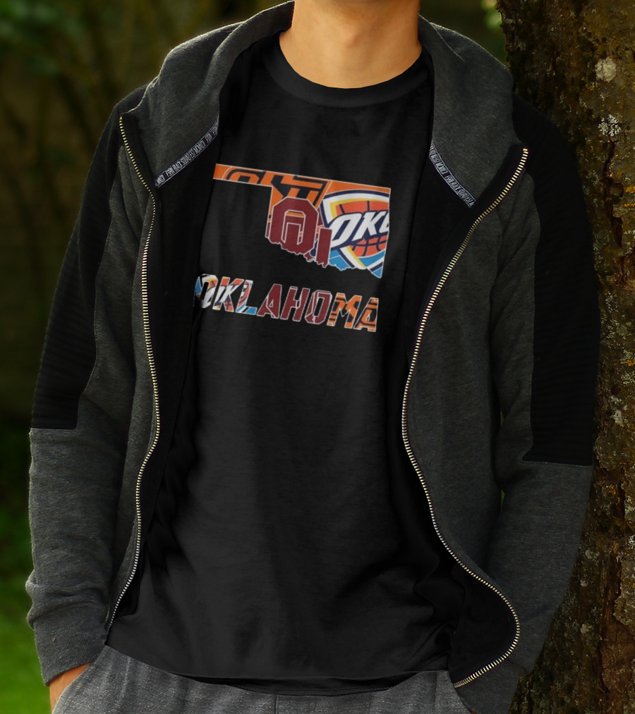 Oklahoma Sooners Oklahoma State Cowboys Oklahoma City Thunder Logos T-Shirt