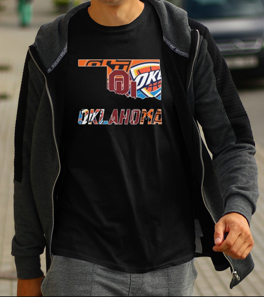 Oklahoma Sooners Oklahoma State Cowboys Oklahoma City Thunder Logos T-Shirt