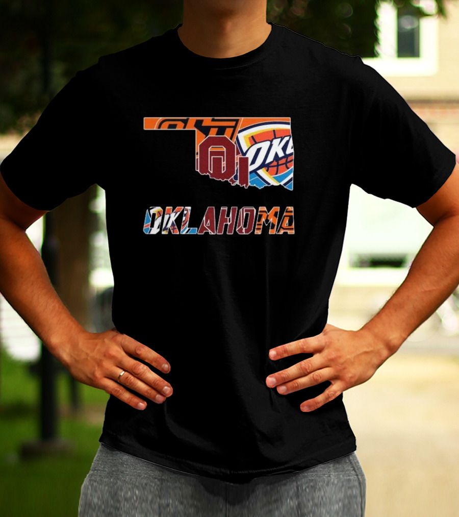 Oklahoma Sooners Oklahoma State Cowboys Oklahoma City Thunder Logos T-Shirt