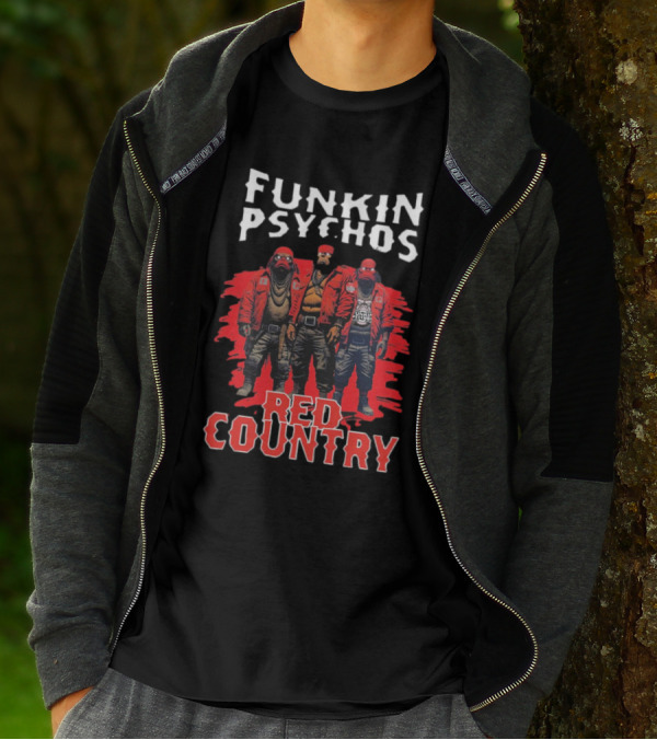 Funkin’ Psychos Red Country Bandana Trio With Inked Jackets T-Shirt
