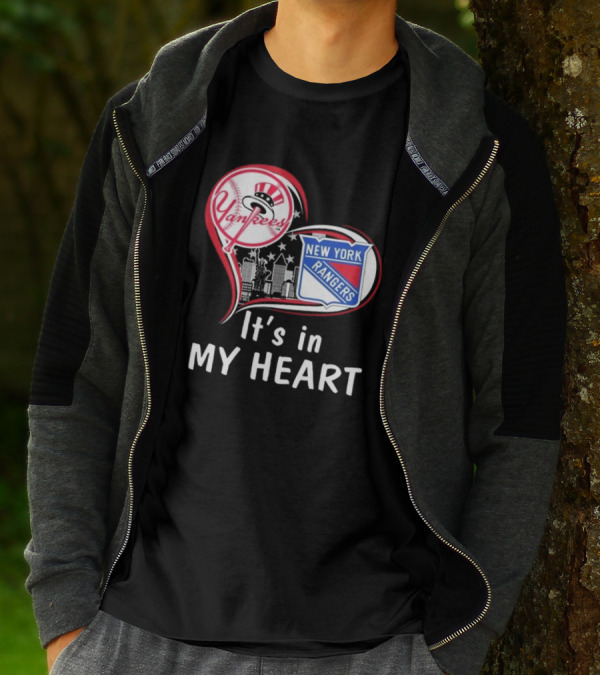New York Yankees New York Rangers It’s In My Heart Skyline T-Shirt