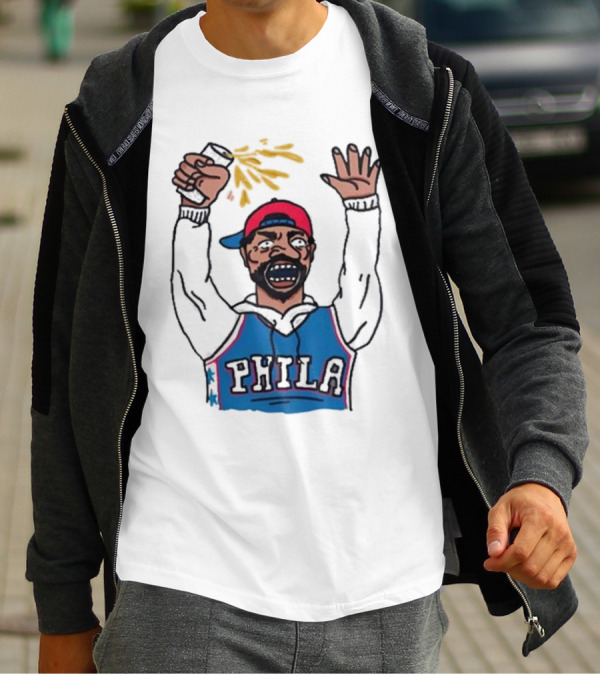 Phillygoat Phila Sixers Fan With Spray Can And Raised Hand T-Shirt