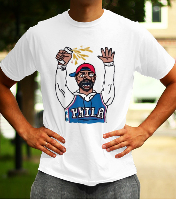 Phillygoat Phila Sixers Fan With Spray Can And Raised Hand T-Shirt
